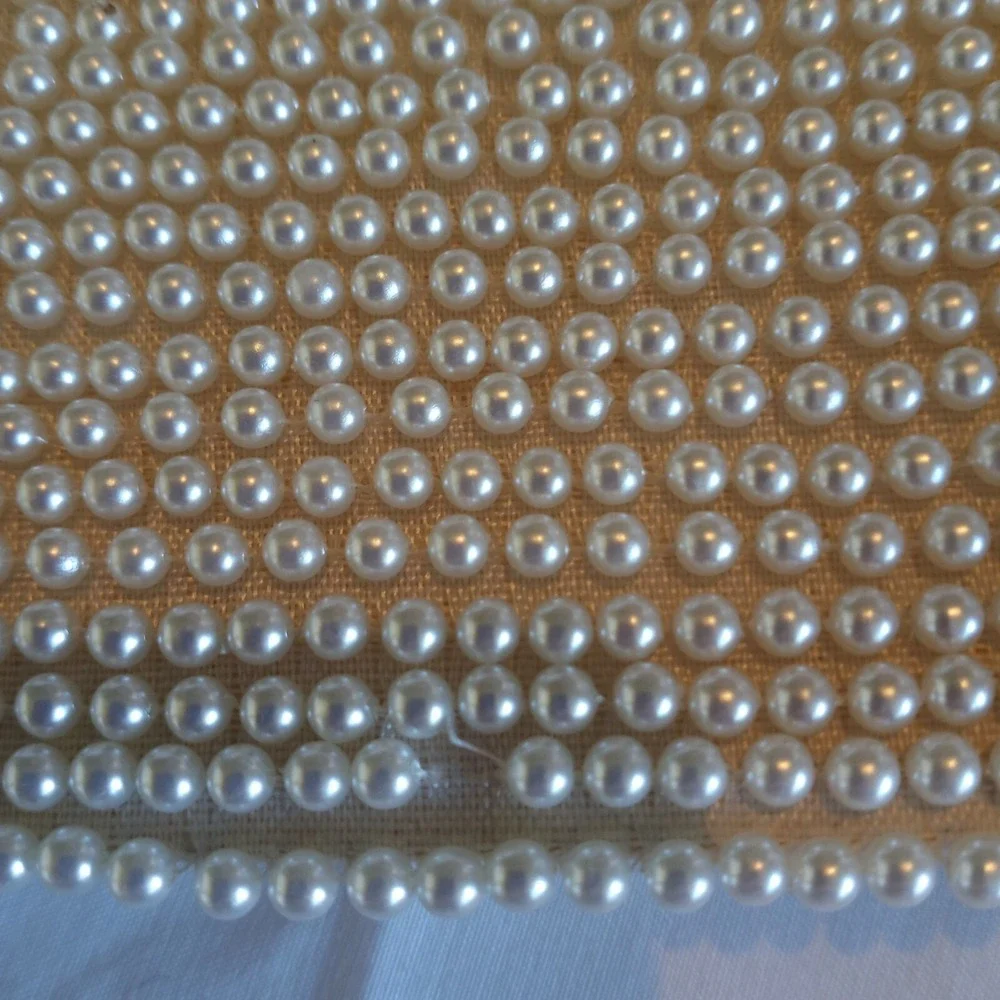 Bon Soir Italian Beaded Clutch Purse Faux Pearl Bugle Beads Vintage AS‎ IS